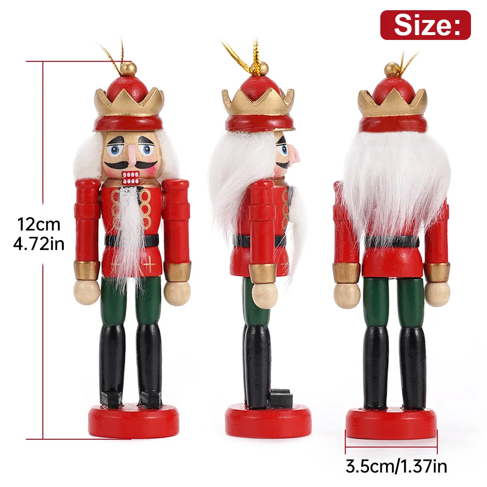 Mini Nutcracker Ornaments Wooden 10pcs 12cm Christmas Tree Decor Set DIY Xmas for Holiday Party Decorating Kids Adult Gift - Image 4