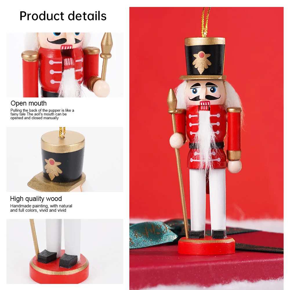 Mini Nutcracker Ornaments Wooden 10pcs 12cm Christmas Tree Decor Set DIY Xmas for Holiday Party Decorating Kids Adult Gift - Image 2