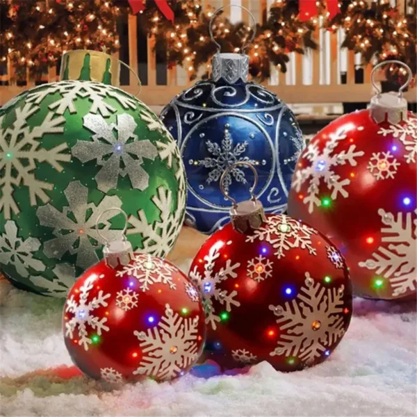 60cm Christmas Inflatable Ball Outdoor Decor PVC Giant Big Large Ball Xmas Tree Decoration Festival Party Christmas Ornament