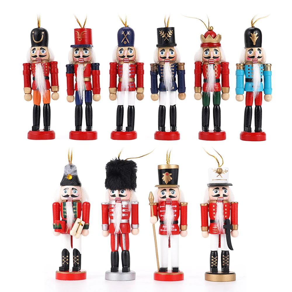 Mini Nutcracker Ornaments Wooden 10pcs 12cm Christmas Tree Decor Set DIY Xmas for Holiday Party Decorating Kids Adult Gift - Image 5
