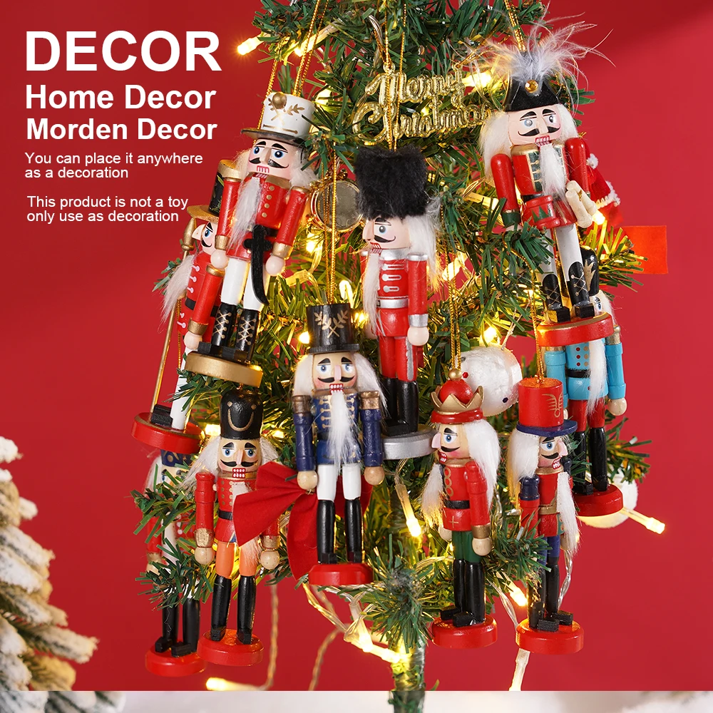 Mini Nutcracker Ornaments Wooden 10pcs 12cm Christmas Tree Decor Set DIY Xmas for Holiday Party Decorating Kids Adult Gift - Image 3