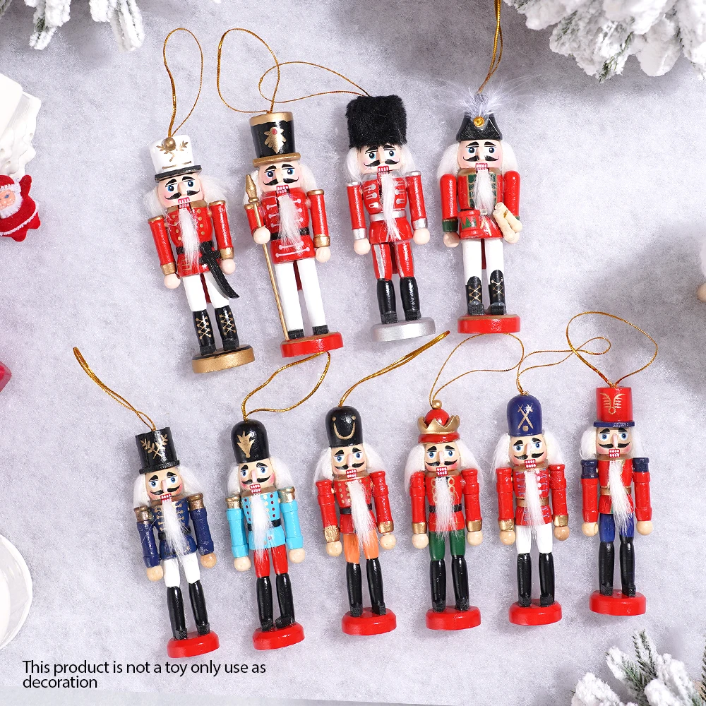 Mini Nutcracker Ornaments Wooden 10pcs 12cm Christmas Tree Decor Set DIY Xmas for Holiday Party Decorating Kids Adult Gift - Image 6